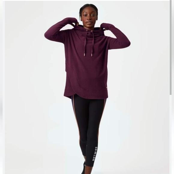 Sweaty Betty Fleece Luxe Invigorate Hoodie Funnel Neck Size Small - Picture 8 of 16